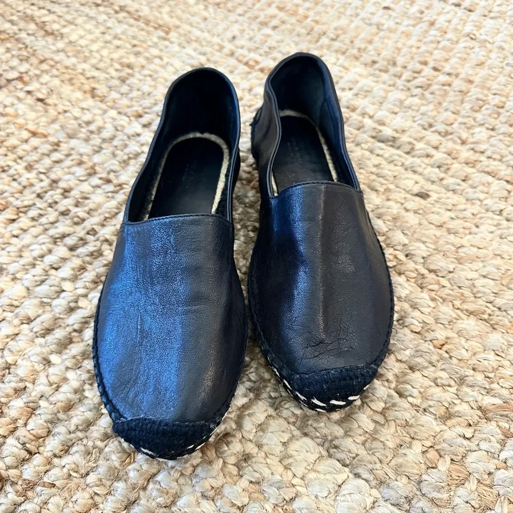 rag & bone Black Leather Espadrille Flats